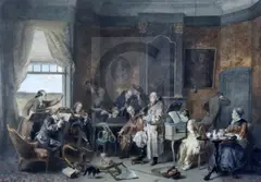 WatercolourInterior scene with musicianssigned and dated '7413 by David Bles, watercolour, sold Dec 2019