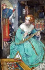 The Guests' monogrammed and dated 1900, Dowdeswell's label verso 15.75 x 10.5in by Eleanor Fortescue-Brickdale, 1900, watercolour, sold Dec 2019