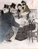 The Approach' signed, Lefevre Gallery label verso 13 x 10.5in by Théophile Steinlen, pastel, sold Dec 2019