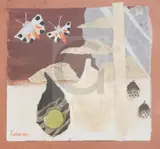 Butterflies' signed and dated 1987, Leigh Underhill Gallery label verso 5.5 x 6in by Mary Fedden, 1987, watercolour and collage, sold Dec 2019
