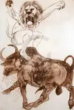 1988, from the series 'Children of the Gods' printed in brown, on Arches by Elisabeth Frink, Etching and aquatint Herakles and Lion's Mask, sold Dec 2019