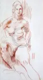 Seated Nude' Lefevre Gallery label verso, letter of authentification from Vivien John 16.5 x 9in by Augustus John, drawing, sold Dec 2019