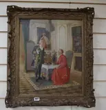 Interior with cardinal and nobleman by Pierre Delage, oil on panel, sold Dec 2019