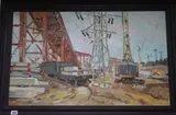 Industrial Scene, 48 x 78cm by Nikolai Pavlovich Neklyuenko, oil on board, sold Dec 2019