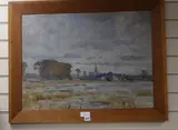 View of Chichester cathedral, inscribed verso, 52 x 70cm by Ronald Ossory Dunlop, oil on canvas, sold Dec 2019