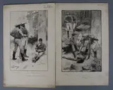 A set of 6 monochrome watercolour illustrations for The Yellow God, by Reginald Horsley, 1895, 30 x 8cm., together with a copy of the book by Walter Syndey Stacey, watercolour, sold Dec 2019