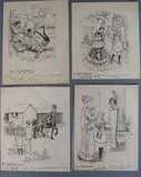 9 pen and ink illustrations for Professor Philanderpan and G.E by Alan Wright, ink, sold Dec 2019