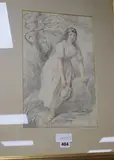 Young woman at a well by G.W. Van de Berg, pencil and coloured, sold Dec 2019