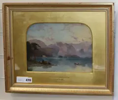Lake scene, 21 x 28cm by James Baker Pyne, oil on board, sold Nov 2019