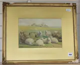 Sheep in a landscape by William Sidney Cooper, watercolour, sold Nov 2019