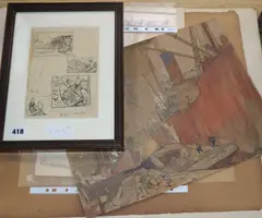 A group of assorted by Frank Brangwyn, pencil, sold Nov 2019