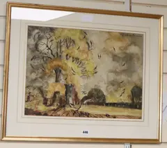 October Afternoon by Hugh Brandon Cox, ink and watercolour, sold Nov 2019