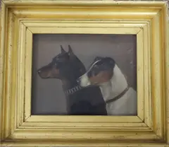 Manchester Terrier and Fox Terrier by Walter Herbert Wheeler, oil on board, sold Nov 2019