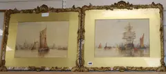 Views along the Thames by Frederick James Aldridge, watercolor, sold Nov 2019