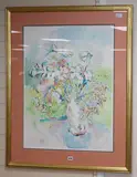 Still life of flowers in a vase by Philip Sutton, watercolour, sold Nov 2019
