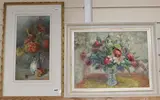 Still life of orange and yellow flowers in a vase by Marie Hensley, 1894, watercolour, sold Nov 2019