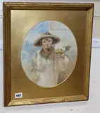 Boy with a bouquet of flowers by William Henry Hunt, watercolour, sold Nov 2019