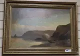 Fishing boats along the coast by George Henry Jenkins, 1875, oil on canvas, sold Nov 2019
