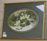 A bird's nest with blossom and berries by William Cruikshank, watercolour, sold Nov 2019