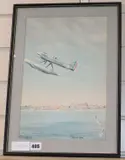 Ad Astra' (Supermarine S5 Schneider Trophy taking off, Venice) by Coombe Richards, 1927, watercolour, sold Nov 2019