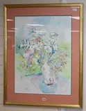 Still life of flowers in a vase by Philip Sutton, watercolour, sold Nov 2019