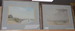 Blakeney, A Backwater and Beach scene, one signed, 24 x 33cm by Ronald Gray, watercolor, sold Nov 2019