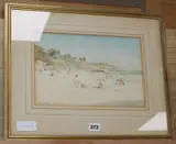 Sunbathers on a beach by Ronald Gray, 1928, watercolour, sold Nov 2019