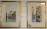 Venetian canal scenes by Andrea Biondetti, watercolor, sold Nov 2019