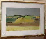 Landscape Pas De Calais, Montpelier Studio label verso, 42 x 69cm by Patrick Hall, watercolour, sold Nov 2019