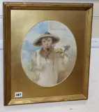 Boy with a bouquet of flowers by William Henry Hunt, watercolour, sold Nov 2019