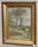 Shepherd and flock on a lane by David George Steell, 1901, watercolour, sold Nov 2019