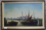 Shipping off Venice by H. Clemy, oil on canvas, sold Nov 2019