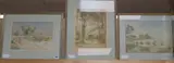 Country house with avenue of trees; Norfolk landscape and Beach scene, largest 33 x 24cm by Ronald Gray, watercolor, sold Nov 2019