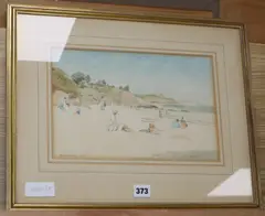 Sunbathers on a beach by Ronald Gray, 1928, watercolour, sold Nov 2019