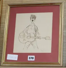 Illustration for The Big City, (Johnny Halliday) by Ronald Searle, ink, sold Nov 2019