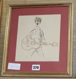 Illustration for The Big City, (Johnny Halliday) by Ronald Searle, ink, sold Nov 2019