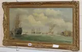Shipping in Portsmouth Harbour by E. Rodins, oil on canvas, sold Oct 2019