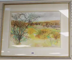 Autumn landscape by Alfred Hackney, watercolour, sold Oct 2019