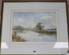 Reflection, The Ouse by Andrew King, watercolour, sold Oct 2019