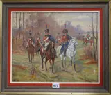 Cavalry in woodland by Albert Lepreux, oil on canvas, sold Oct 2019