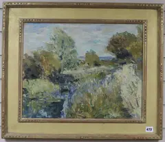 Birdham Canal by Ronald Ossory Dunlop, oil on canvas, sold Oct 2019