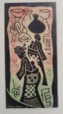 3 colour lino-cut prints, My loving child, 10/100, 1992; Two men, 8/100, 1994 and The Mothers, 1/30, 1996, largest 30 x 15cm, unframed by Segun Adeku, print (other), offered Oct 2019