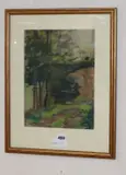 Study of trees beside a path by Paul Maze, pastel, sold Oct 2019