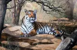 Hunter's Day Off by Mark Whittaker, 2004, acrylic on board, sold Oct 2019