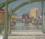 Cityscape by R. Kato, oil on canvas, sold Oct 2019