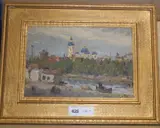 The Fontanka, Leningrad by Aleksandr Sokolov, oil on board, offered Oct 2019