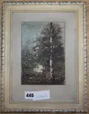 Birch tree in a landscape, indistinctly signed, 18 x 13cm by Jan Adam Zandleven, oil on card, sold Oct 2019