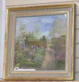 Enclosed Irises, Bedfield Hall by Timothy Easton, oil on canvas, sold Oct 2019