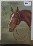 Portrait of a bay horse (head) by George James Rankin, oil on canvas, offered Oct 2019