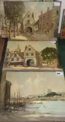 Rochester from the River' and two other oils on canvas of Rochester Gate by the same hand by Godwin Bennett, oil, sold Oct 2019